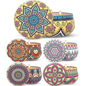 Aromatherapy Candle Gift Set - 5 Pack Scented Candles, 1 Large 13.5oz and 4 Small 2.5oz Tin Candles with Decorative Lids, Ideal for Relaxation, Stress Relief, Yoga, Meditation, and Home Decor