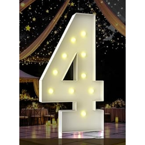 Marquee Numbers, 4FT Marquee Light up Numbers,LED Light Up Number 4 DIY Party decorations, elevate your events with marquee letters 4 feet tall, perfect for Party, Birthday, Baby Shower