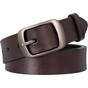 SUOSDEY Women Belts For Jeans Dresses Pants Ladies Leather Waist Belt with Elegant Buckle, Width 1.3" (02-coffee)