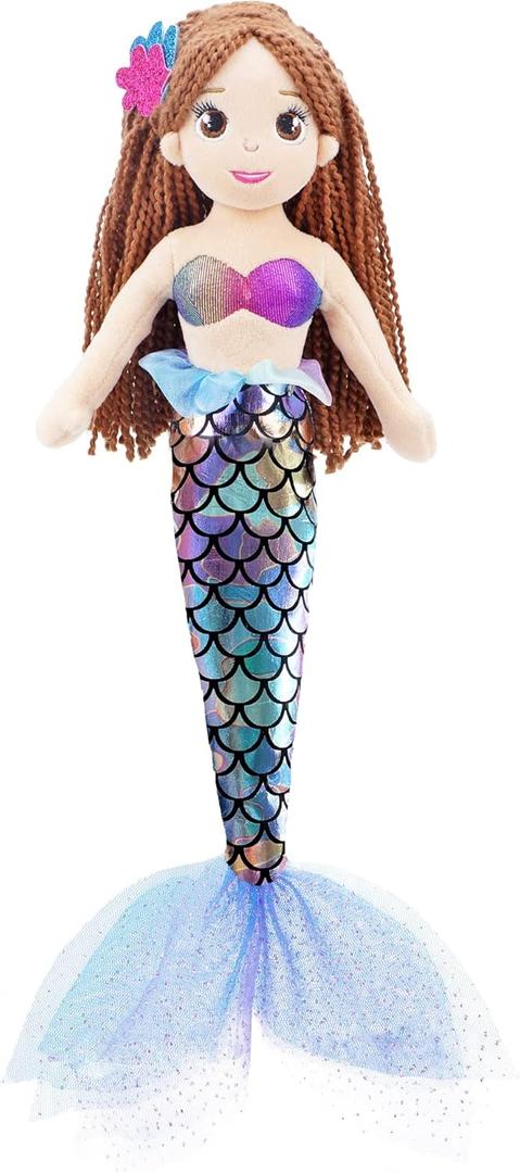 June Garden 18" Sparkly Mermaid Tifara - Soft Plush Stuffed Mermaid Doll Gift for Toddler Girls