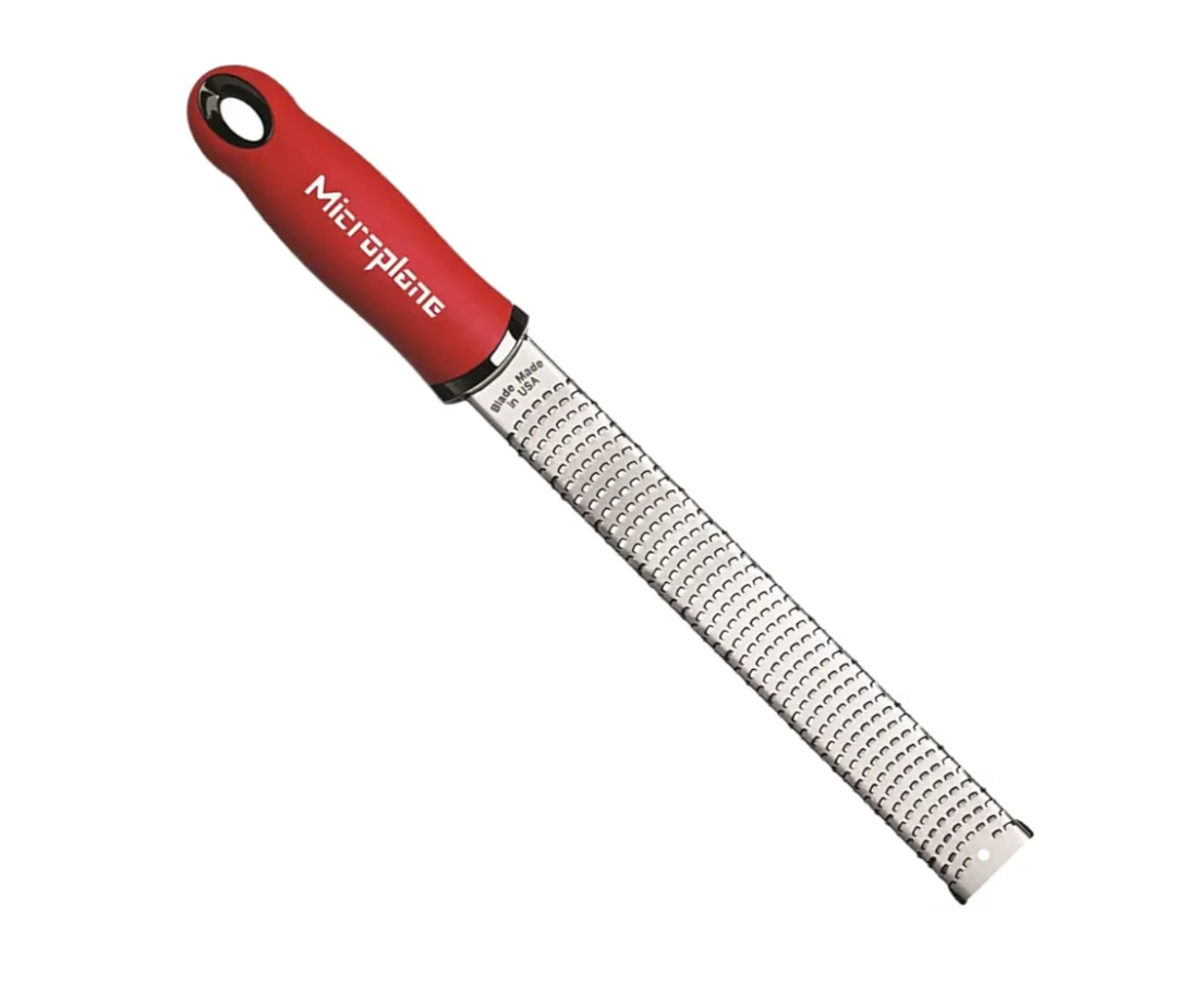Microplane Classic Red Zester Grater, Stainless Steel - Citrus Zesting & Cheese Grating, Dishwasher Safe, Made in USA, Model Name: Microplane