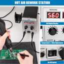 8586D 2 In 1 Soldering Station, SMD Hot Air Rework Station LED Dual Digital Display with Heat Gun and Solder Iron Kit, Electric Soldering Iron Station with Temperature Control, Auto Sleep Functions