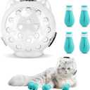 Breathable Cat Muzzle with Anti-Scratch Silicone Boots, Adjustable Transparent Helmet & Grip Socks for Grooming, Vet Visits, and Nail Trimming(Size:M)