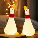 Duck Night Light Silicone Cute Dorm Bedroom Home Decor Night Light for Breastfeeding Squishy Duck Nightlight Cordless Rechargeable Dimmable Touch Fun Bedside Desk Lamp for Christmas Gifts (Twin Ducks)