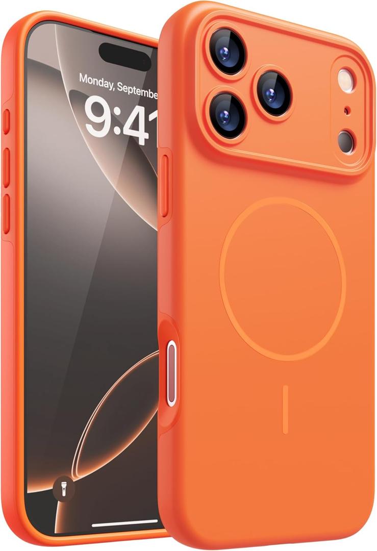 4 x Magnetic for iPhone 17 Pro Case, [Opaque Matte] [Full Camera Protection] Protective Case for iPhone 17 Pro - Orange