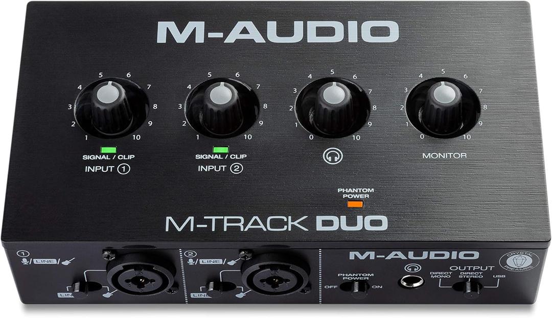 M-Audio M-Track Duo  USB Audio Interface for Recording, Streaming and Podcasting with Dual XLR, Line & DI Inputs, plus a Software Suite Included