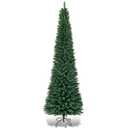 9FT PVC Artificial Pencil Christmas Slim Tree w/Metal Stand for Indoor and Outdoor, Green