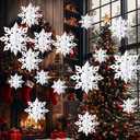 18pcs Hanging Snowflake Decorations, 3D Paper Snowflakes Ornaments, Large Snowflake Garland for White Christmas Ornaments, Christmas Decorations for Winter Wonderland Indoor Home Decor New Year Party
