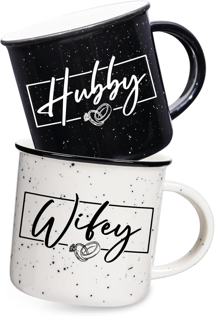 Wedding Gifts for Couples 2026, Wifey Hubby Mugs Set of 2 Coffee Mug 10 Ounce, Bridal Shower Gift, Mr and Mrs Coffee Mug Set, Couples Gift for Bride Groom, Valentine's Day Gifts