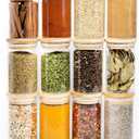 SAVVY & SORTED 12 Natural Bamboo Spice Jars - 8.5oz Large Glass Jars with Bamboo Lids - Seasoning Jar with Airtight Lids, Containers Herb Spice Rack Kitchen Organization