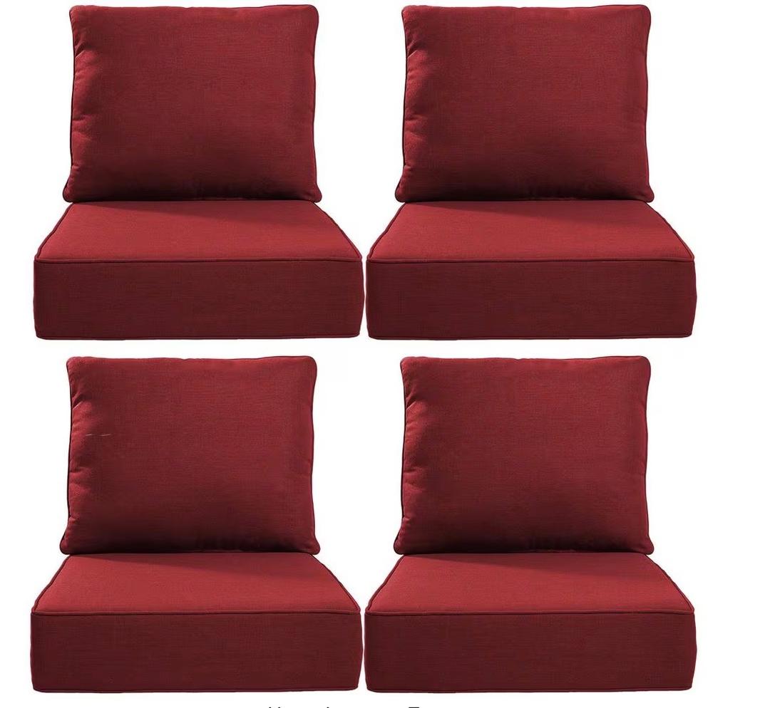 24 in. x 24 in. x 6 in. 8-Piece Deep Seating Water & Fade Resistant Outdoor Lounge Chair Replacement Cushion Set in Red
