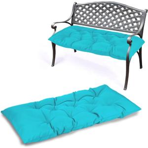 59 inch Indoor/Outdoor Bench Cushion, Swing Cushion,2/3 seat Thick Outdoor Garden Bench Seat Cushion Backrest Waterproof Bench Pad (59 X 19.6 in,Turquoise)