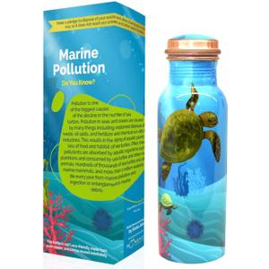 Moonovator EcoBottles  100% Pure Copper Water Bottles | Easy-To-Use and Carry, Fancy Prints | Non-Insulated Bottles with Health Benefits and Emphasizing on Social Causes (Multi)