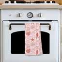 Giosve Pink Beach Kitchen Towels, Pink Starfish Seashell Oyster Coastal Beachy Hand Towels for Bathroom, Preppy Beach Decor Dish Tea Towels for Kitchen, Coastal Bathroom Decor, 16x24 Inch