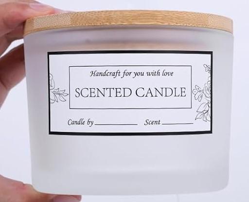 CONNOO 5-Pack 16 oz Candle Jars - 3-Wick Frosted Empty Glass Wide Mouth Candle Jars Come with Bamboo Lids, Sticky Warning Labels, and a Candle Wick Kit for Candle Making - Dishwasher Safe