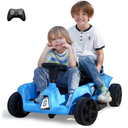 24V 2 Seaters Electric Ride On Car for Kids, 120W*2 Powerful Motors Max Load 200 Lbs, Two Driver Modes + Remote Control Mode Electric Vehicle Toy for Toddlers with Music, USB, Storage Box, Blue
