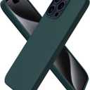 ORNARTO Compatible with iPhone 15 Pro Max Case 6.7", Slim Liquid Silicone 3 Layers Soft Gel Rubber Shockproof Protective Phone Cover with Anti-Scratch Microfiber Lining-Olive Green