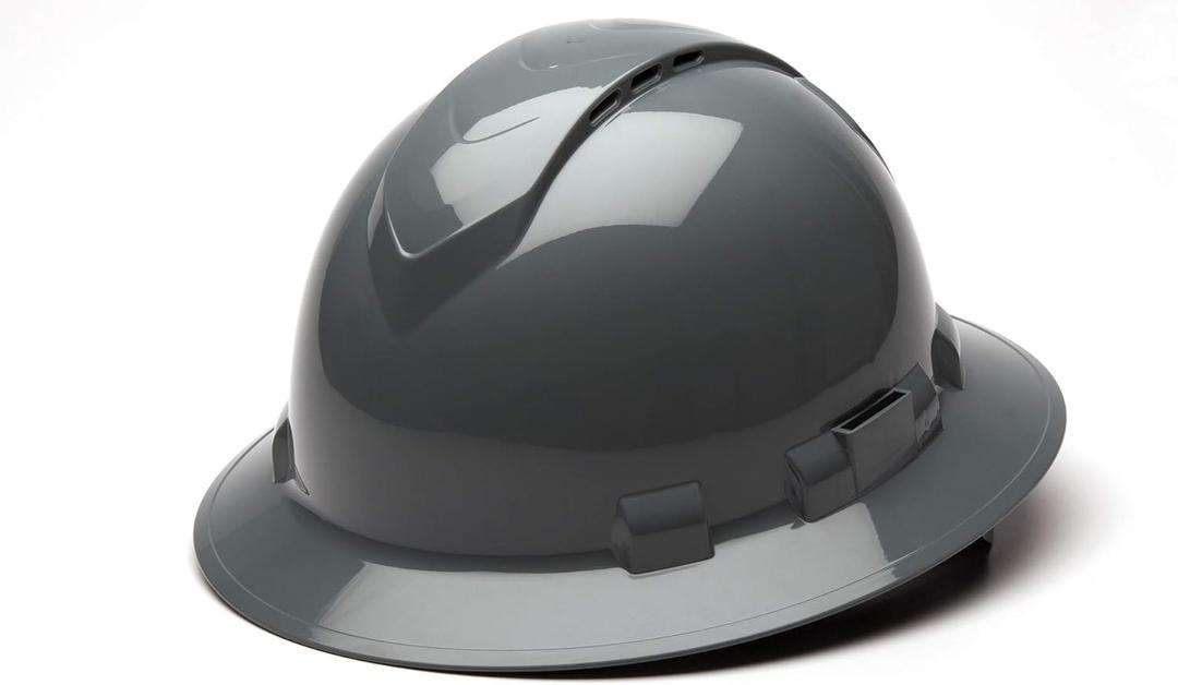 Pyramex Ridgeline Full Brim Vented Hard Hat 4 Point Ratchet Suspension (Slate Gray)