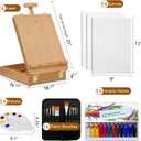 Deluxe Art Supplies 27 Pieces Art Set with Tabletop Easel, 12 Colors Acrylic Paint, 10 Paint Brushes, 3 Canvas Panels, Palettes
