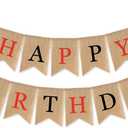 SWYOUN Burlap Happy Birthday Banner with Grill BBQ Theme Party Supplies Barbecue Party Garland Decoration