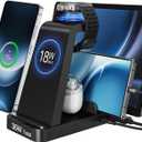 Wireless Charger for Samsung, 5 in 1 Android Charging Station for Galaxy S26 Ultra/S25/S24/S23/S22/S21, Galaxy Watch Ultra/8/7/6/5, Galaxy Buds 2/2 Pro, Multi Device Charger Stand, Black