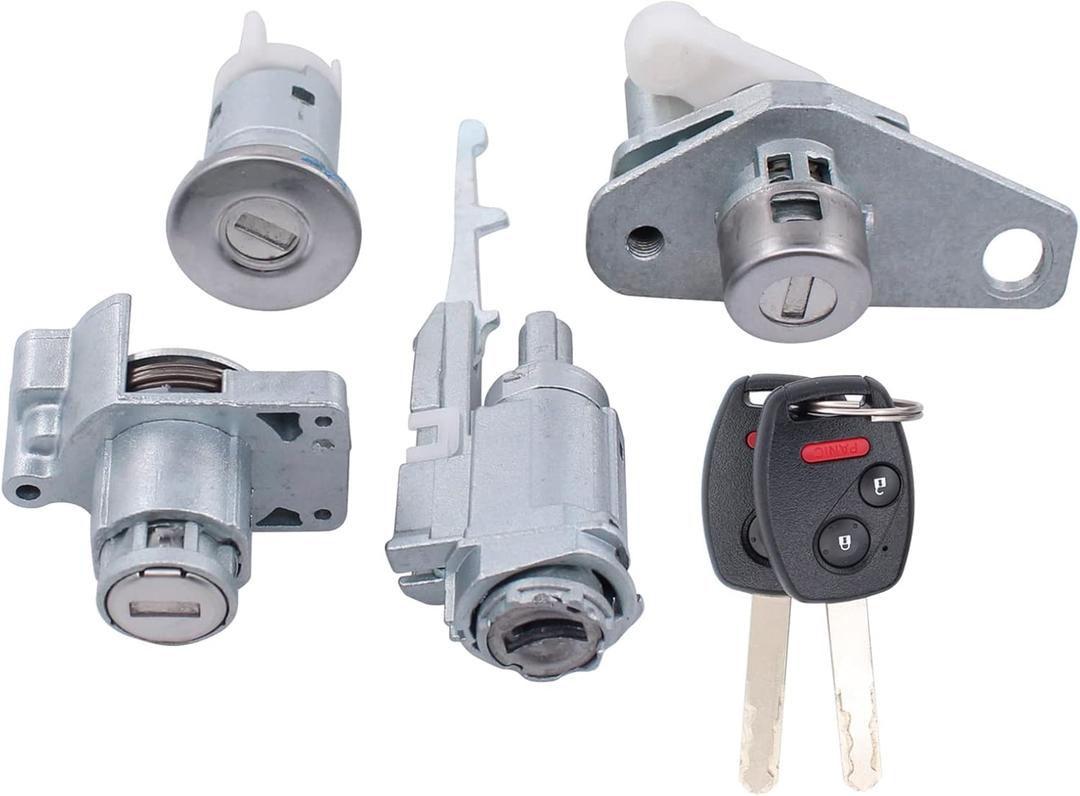 NewYall Ignition Switch Cylinder Lock Door Barrel Lock Tailgate Trunk and Fuel Cap Lock w/Keys Set for Honda Civic 2006-2011 06351-TE0-A11 72185-TF0-G01 06350-SNA-A71