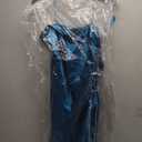 MORGAN AND CO. Juniors' Strapless Satin Long Dress W/Fold Over Neckline & Back Zipper - Formal Evening Cocktail Party Gown Teal 9