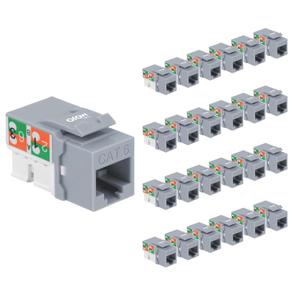 Tecmojo 90 Angled RJ45 Cat6 Keystone Jacks in Gray 25 Pack Compatible with 90 Angled Speed Termination Tool
