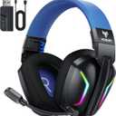 Wireless Gaming Headset for PC, PS5, PS4, Switch, Mac, 2.4GHz Wireless Gaming Headphones with ENC Noise Canceling Microphone, Bluetooth 5.4, Cool Lighting, 50H Battery, 50mm Drivers