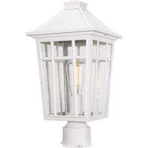 Darkaway Large Outdoor Post Lights Lamp Post Light Fixture, 17inch Waterproof Aluminum Post Lamp with Glass, Fence Deck Lighting for Garden, Patio, Pathway (Large,White)