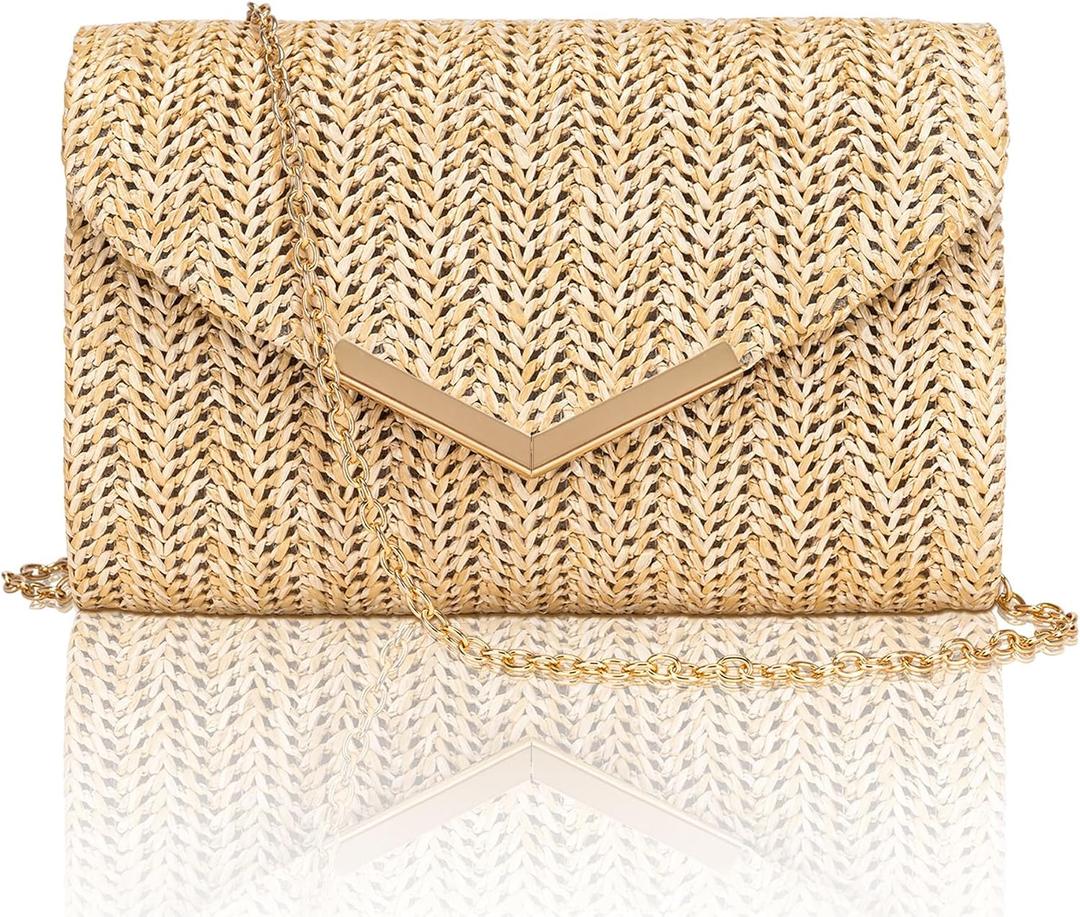 Larcenciel Clutch Purse for Women, Trendy Envelope Evening Handbag Party Bag & Chain for Wedding Prom Cocktail Night Vacation