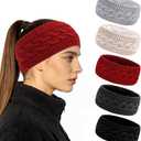 YARIEW Winter Headbands for Women Winter Ear Warmers for Women Soft Fleece Lined Headband for Adults Stretchy Thick Warm Crochet Winter Headband Fashion Hair Accessories Black Gray Red Beige