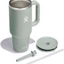 Hydro Flask Travel Tumbler with Handle, Lid and Straw - Insulated Stainless Steel in 40 Oz Agave