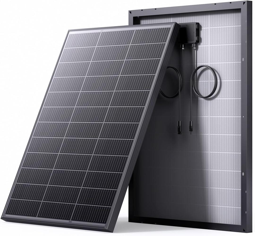 N-Type 16BB 100 Watt Monocrystalline Solar Panel, 12V 100W Solar Panel, 25% High Efficiency PV Modules, Ideal for RV, Trailer, Camper, Marine, Rooftop, Home, Off-Grid (100w Single Panel)