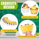 2 x 72 Pcs Graduation Classroom Cupcake Wrappers and Toppers Set, 36 End of Year Cupcake Wrappers, 36 Pencil Ruler Crayon Notebook Cake Picks for Teacher Appreciation, Graduation Party, Classroom Birthday, Cupcake liners: 1.973.35 inch