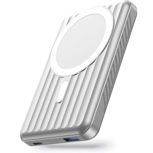 Azmuth Power Bank Magnetic Power Bank 10000 mAh Wireless Power Bank Magnetic 22.5 W PD Fast Charging with LED Display and USB-C Charging Cable for iPhone 15/14/13/12 Series (Silver)