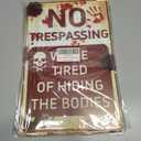4 x Halloween Decorations Metal Signs, 7.8 x 11.8 Retro Chic Funny Halloween Decor Signs for Outdoor Yard or Indoor, No Trespassing We're Tired of Hiding The Bodies
