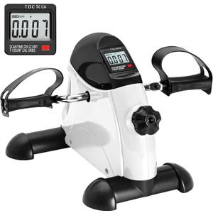 Mini Exercise Bike, AGM Under Desk Bike Pedal Exerciser Foot Cycle Arm & Leg Pedal Exerciser with LCD Screen Displays (White)