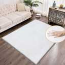 White Faux Fur Rug 5x8 Rugs for Living Room Shag Washable Area Rug Fuzzy Rugs for Bedroom Girl Room Decor Rectangle Rug (5X8 FT Rectangle)