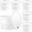 Hushee 6 Pcs 1 Gallon Round Fermentation Bucket Fermenting Bucket with Lid BPA Free Fermenting Food Grade Home Brewing Fermenter for Beer Mead Cider Fermented Beverage