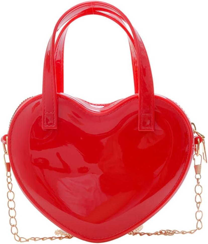 Girls Novelty Mini Heart-Shaped Purse Chain Purse Shoulder Crossbody Bags Tote Handbag Travel Wallet Bag for Women Girl Gift (Red)