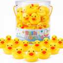 36 PCS Yellow Classic Rubber Duck Bath Toys - BPA Free Floating Duckies for Girls, Baby Shower Decorations, Bulk Party Favors, Kids Birthday Gifts (Yellow)