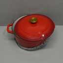 Mueller 6 Qt Enameled Cast Iron Dutch Oven, Heavy-Duty Casserole Dish and Braiser Pan with Lid and Stainless Knob, Safe for All Cooktops (Red)