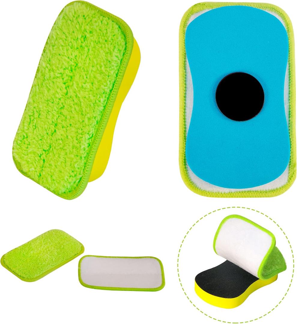 2 Packs Chalkboard Eraser - Washable Reusable Microfiber Eraser Cleaning Chalk/Markers/Duster Tool in Home Classroom Office Attached 2 Pcs Microfiber Cloth WP03