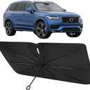 Proadsy Windshield Sun Shade Umbrella for Volvo XC90 2016-2025 2026 Foldable Car Umbrella Sunshade with Soft TPU Handle Spring Structure Crystal Cooling Material Protect Car from Rays & Heat