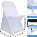 30 PCS White Spandex Folding Chair Covers, Upgraded Universal Fitted Chair Slipcovers Protector for Wedding, Banquet, Party, Holidays, Celebration, Decoration