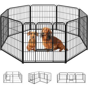 Smug Heavy-Duty Iron Dog Playpen  8 Panel 24 Durable, Rust-Resistant Pet Fence for Indoor & Outdoor Use, Secure & Spacious Pet Play Area for Dogs, Puppies & Small Animals (Black)