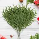 24Pcs Norfolk Pine Branches Stems 13.5" Artificial Pine Needles Sprigs Norfolk Pine Garland Accessories Vase Fillers Winter Fake Christmas Tree Picks Greenery Sprays for DIY Wreaths (24, Green)