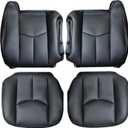 GXARTS Driver and Passenger Side Bottom and Top Lean Back Replacement Leather Seat Cover Black Fit for GMC Sierra Yukon Chevy Silverado Suburban Tahoe Avalanche 2003 2004 2005 2006