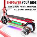 Classic Foldable Electric Scooter for Kids, Bright Front Lights, Shining Pedal Lights, LED Display, Dual Brakes 150W Motor Kids Electric Scooter, UL2272 Certified